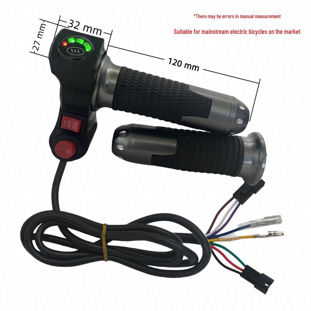 Four-Light Rice Grain Switch Electric Bicycle Throttle Grip with Three-Speed Digital Display