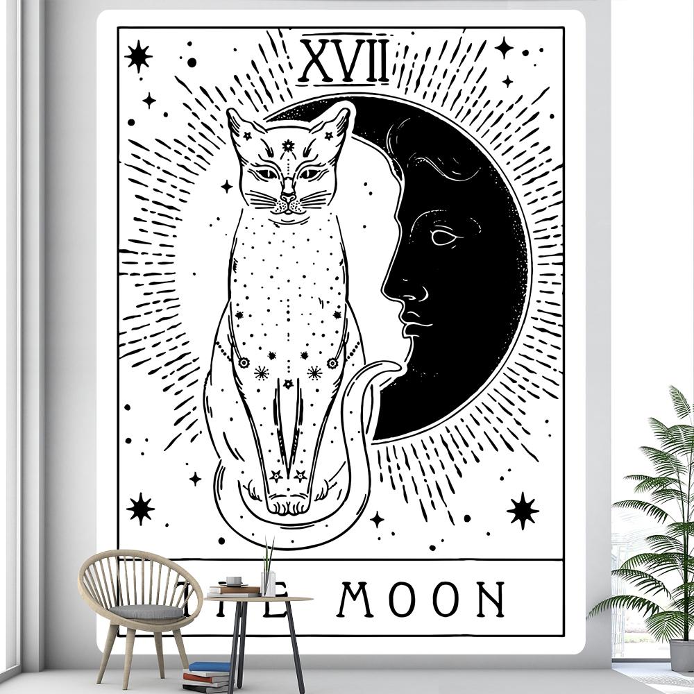 Black and white skull bee cat tapestry home decoration art tapestry bohemian decoration hippie background wall sofa blanket