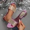 Ladies' Rhinestone Embellished Sandals - Open Summer Slippers, Casual and Formal Occasions, Fashionable Design Synthetic Leather Shoes