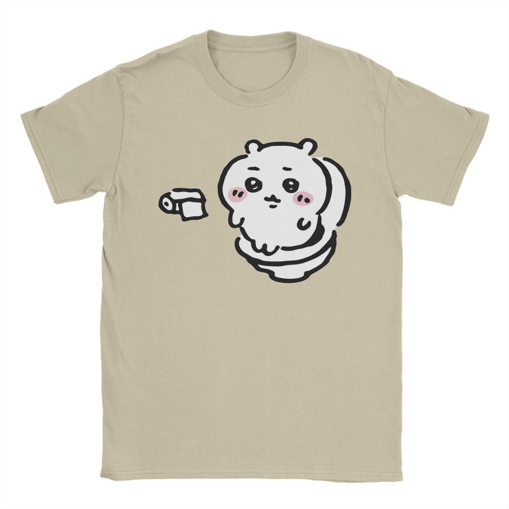 Mens TShirt Chiikawas on the Toilet Potty Hachiware Usagi Pooping meme Cotton Tees Short Sleeve T Shirts O Neck Tops Adult