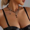 Unique Dark Multi Layer Tassels Gothic Clavicle Chain Adjustable Length Neckchain Punk Style Alloy Necklace For Women