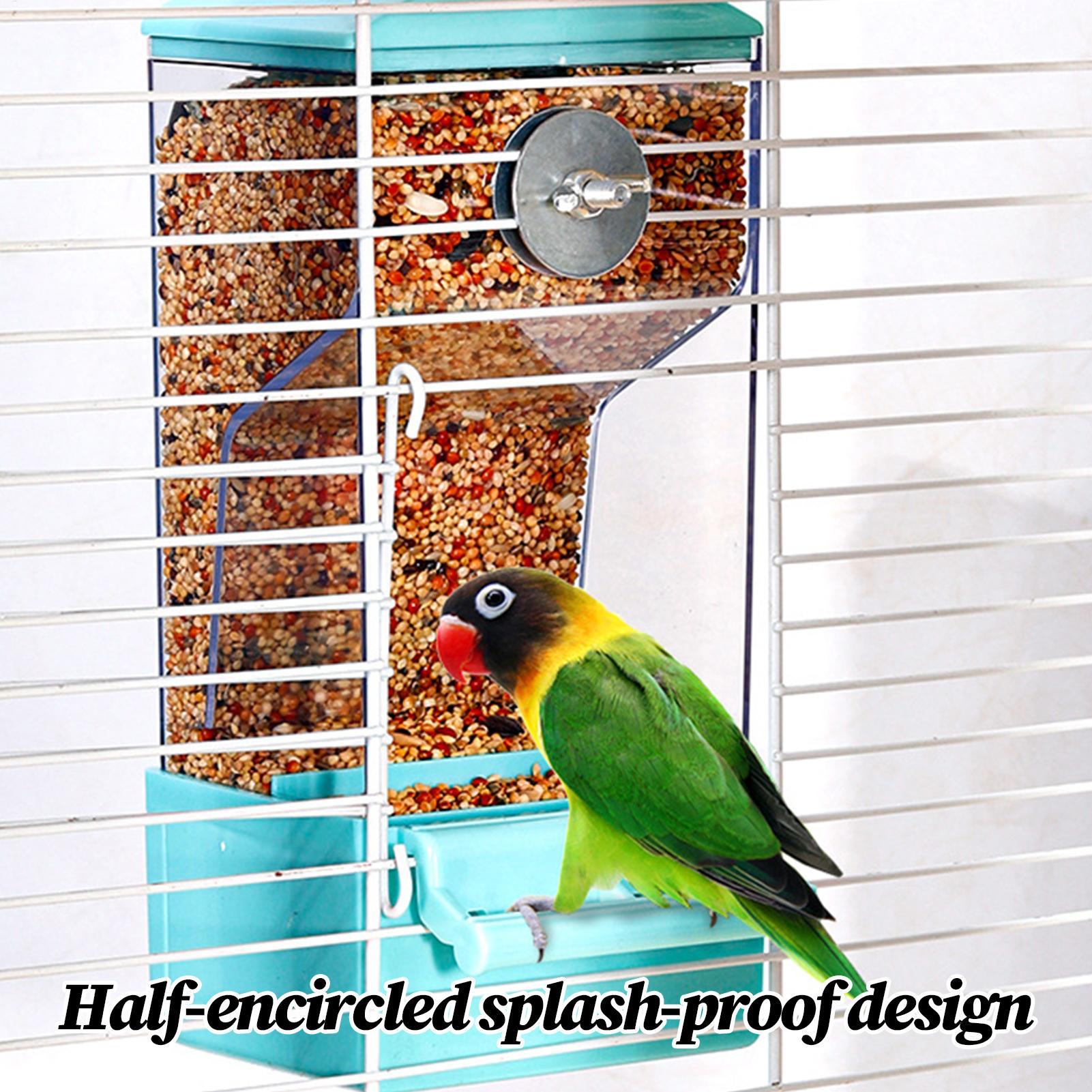 Bird Feeder For Cage Auto Parrot Feeder For Cage Outside Transparent Anti-Splash Birds Food Container For Canary Parakeet bianco