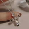 Crystal Cross Necklace Women Luxury Trendy Female Wedding Party Neck Accessories Gift Statement Jewelry