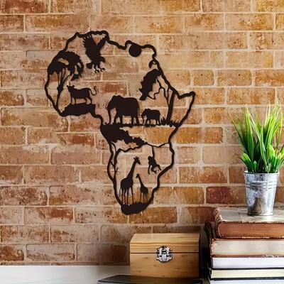 1pc African Animal Map Iron Crafts - Stylish Indoor and Outdoor Décor, Ideal for Living Room, Bedroom, Hallway