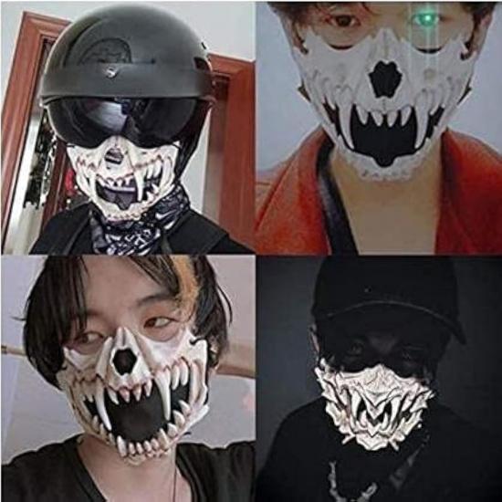 Halloween Skeleton Mask Scary Werewolf Mask Half Skull Mask Cosplay Costume Half Face Teeth Skull Party Cosplay Mask Festival Half Mask Animal