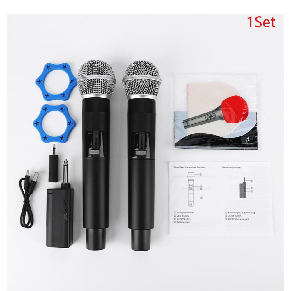 

Microphone Rechargeable Karaoke Microphones with One-to-Two Chip Connection for Home KTV Speeches Churches DJs Weddings чорний