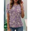 Women's Casual T-shirt 3D Printed  Flower Print Round Neck Retro Elegant Long Sleeves Women's Fashion Pullover Long Sleeve Tops