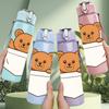 1PC Pocket Teddy Bear 750ml Color Plastic Sports Water Bottle Leakproof Flip Straw Lid Suitable for Sports Office Home Use