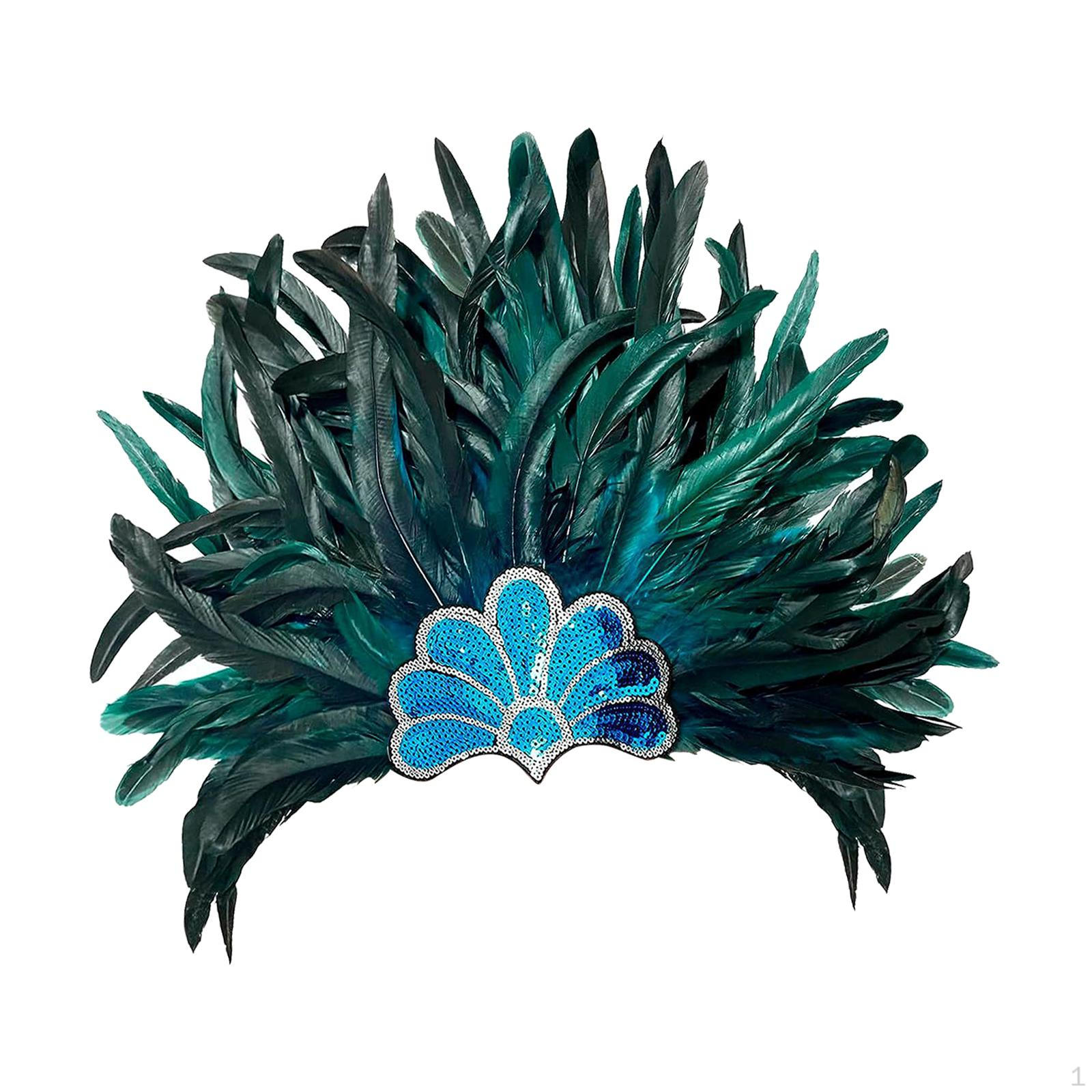 

Головной убор из перьев для элегантных сценических выступлений циан