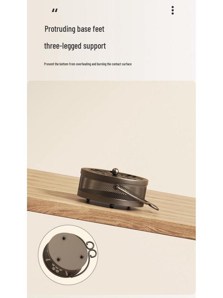 Portable Fireproof Retro Mosquito Coil Burner with Lid - Outdoor Anti-Scald Sandalwood Holder Tray