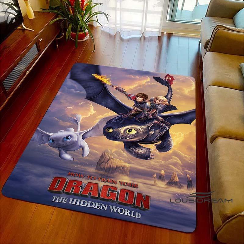 3DHow to Train Your Dragon themed printed rug, suitable for living rooms, bedrooms, sofas, balconies, gardens, etc. Large-sized