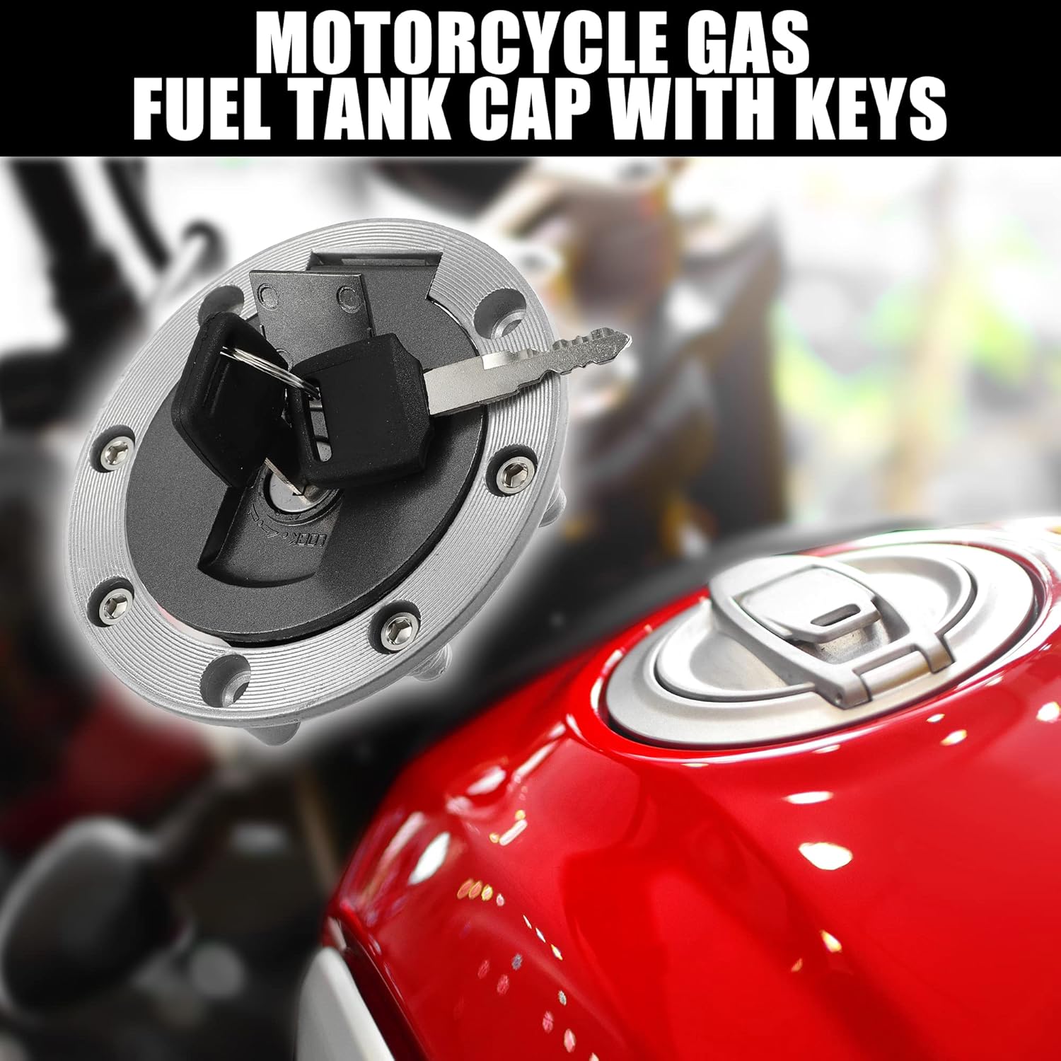 

ACROPIX Motorcycle Gas Tank Cover Locking Fuel Tank Cap with Keys for Yamaha FZR250 FZR400 FZR750 FZR1000 - Pack of 6 Silver Tone