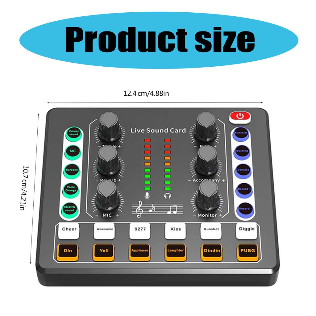 Sound Mixer Live Sound Card Voice Changer Podcast Equipment for Phone Gaming Karaoke Live Streaming/Podcasting/Gaming