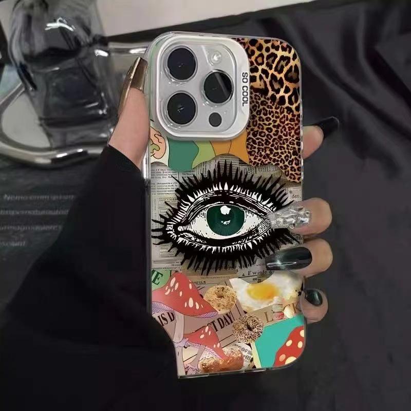 Custodia per Telefono Occhi Stampa Leopardo di Alta Gamma per iPhone 15 Pro Max, 17 e 16 Pro Max