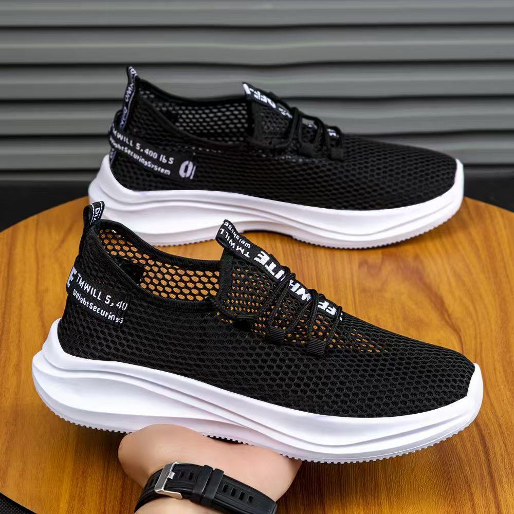 Summer Men's Shoes Breathable Thin Mesh Shoes Men's Mesh Casual Sports Shoes Mesh Hollow Deodorant Lightweight Running Shoes