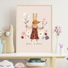 Dog Goose Rabbit Bear Fox Mouse Wildflower Cartoon Poster Wall Art Canvas Painting And Prints Wall Pictures Baby Kids Room Decor (with frame)