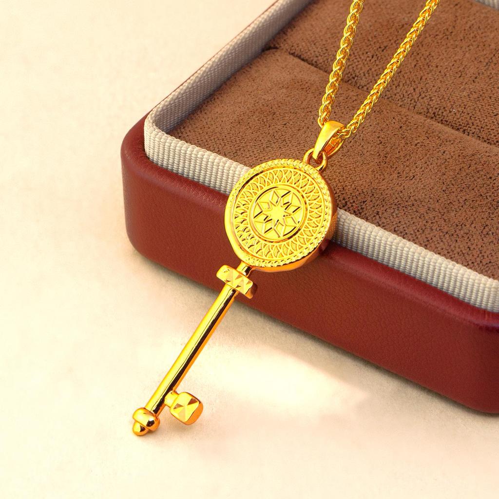 Xiaohongshu Sand Gold Eight-Pointed Star Key Pendant for Women, Elegant Old Money Style Gift for Best Friend or Girlfriend.