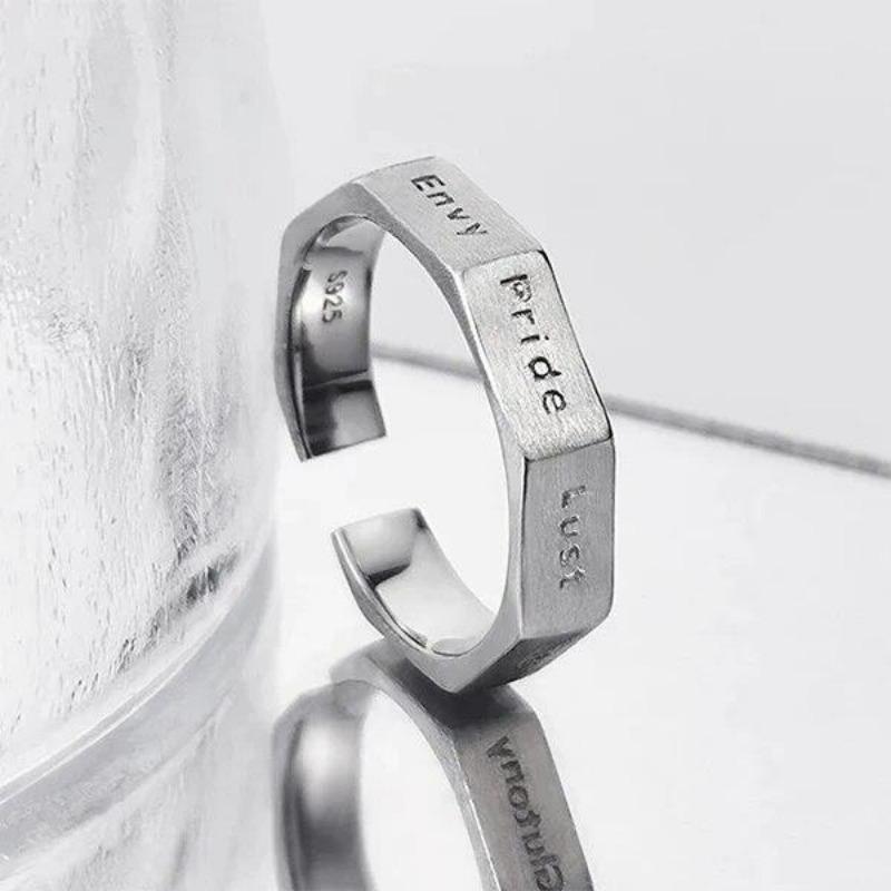 YIZIZAI Simple Make A Wish Matte Letter Ring for Women Men Retro Creative Opening Silver Color Finger Rings Party Jewelry Gifts