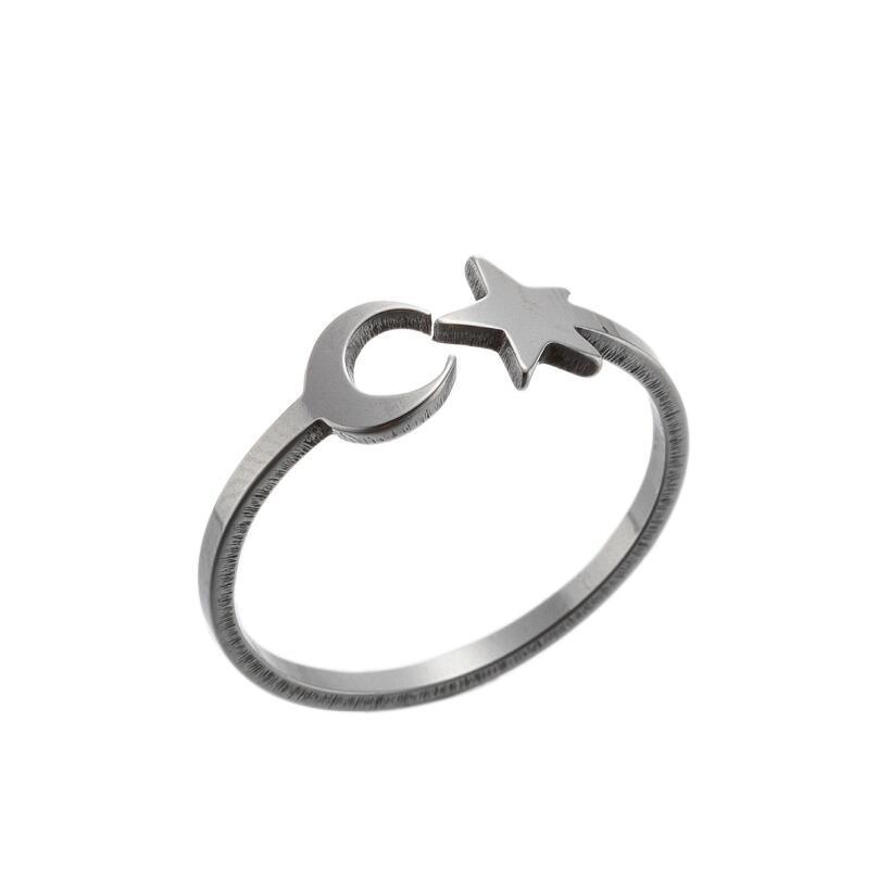 Korean Stainless Steel Moon Cat & Reindeer Butterfly Ring for Christmas