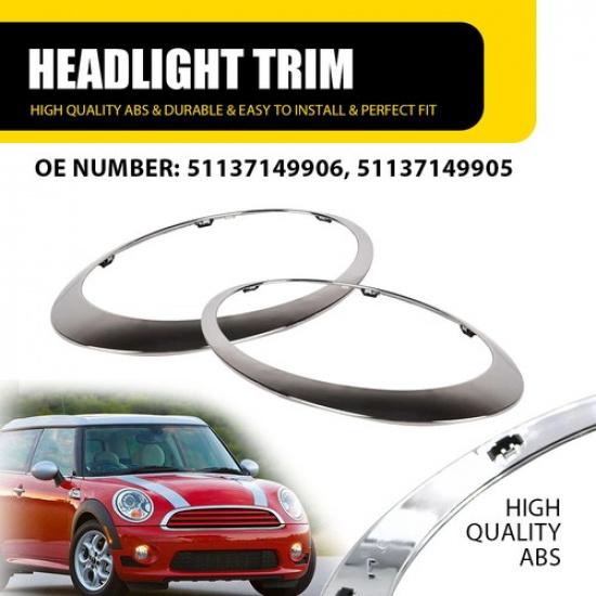 Headlight Bezel Trim Fit For Mini Cooper 2011-15 R55 R56 R57 R58 R59