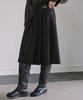 Awi Pleated Wool Check Skirt_Black