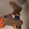 Fashion Chunky Platform Suede Snow Boots Women 2025 Winter Soft Thick Bottom Side Zip Fluffy Fur Ankle Boots Warm Plush Woman's Shoes