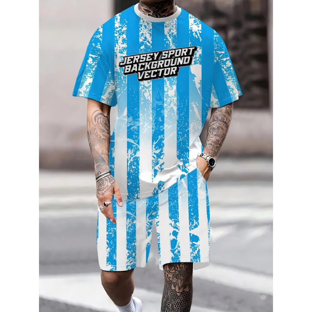 Summer 3D Printed 2-piece Freedom 26 Chicago Men's Sportswear Comfortable Round Neck T-shirt Casual Drawstring Shorts Set