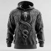 Men's 3D Snake Hoodie Sweatshirt Cool Party Crew Neck Club Streetwear Blue Green Drawstring Fall Winter Designer