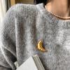 Trendy Gold Plated Croissant Brooches for Men Women Couples Unique Vintage Zircon Food Pins Statement Accessories for Parties