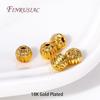 3mm/4mm 18K Gold Plated Corrugated Round Beads Brass Metal Separators Beads Bracelet Beads For DIY Beading Jewelry Accessories