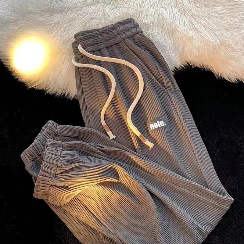 Men's Autumn Corduroy Cuffed Casual Pants - Versatile Hong Kong Style Sports Pants