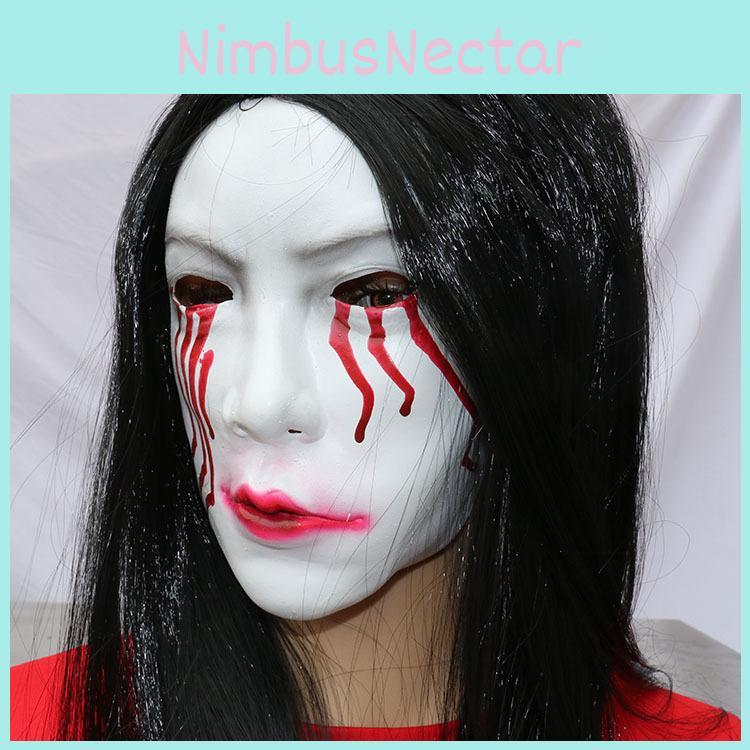 Sadako Eye Bleeding Mask Wig Cosplay Ghost Halloween Party Performance Stage