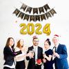32 Inch 2024 New Year Balloons Set Letter Print Golden Starburst 2024 Number Balloons Party Decorations Set Party Supplies