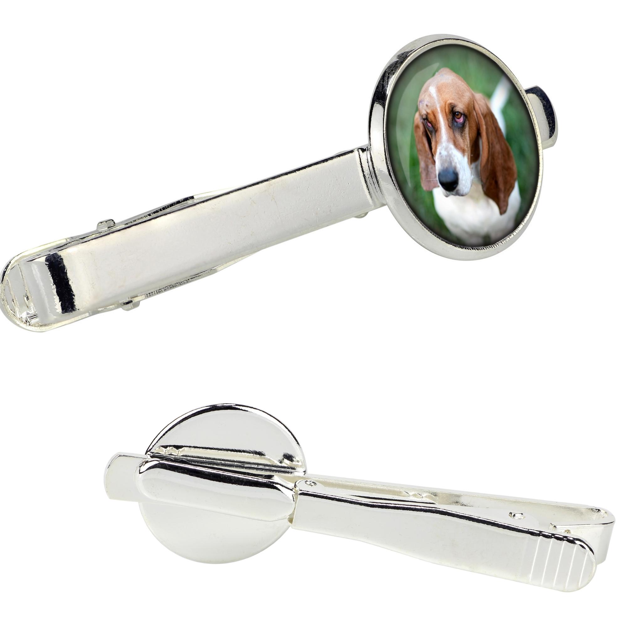 

Basset Hound - tie clip in a box, stylish tie, personalized jewelry from the Art-Dog brand срібний