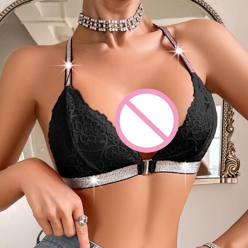 Sexy Backless Women Bras Party Underwear Female Lingerie Breathable Camisole Removable Bra Front Button Women'S Lingerie