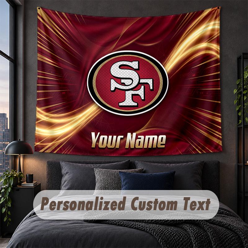Custom Name Text Tapestry,San Francisco 49ers Decorative Wall Hanging, Background Tapestry For Home Bedroom