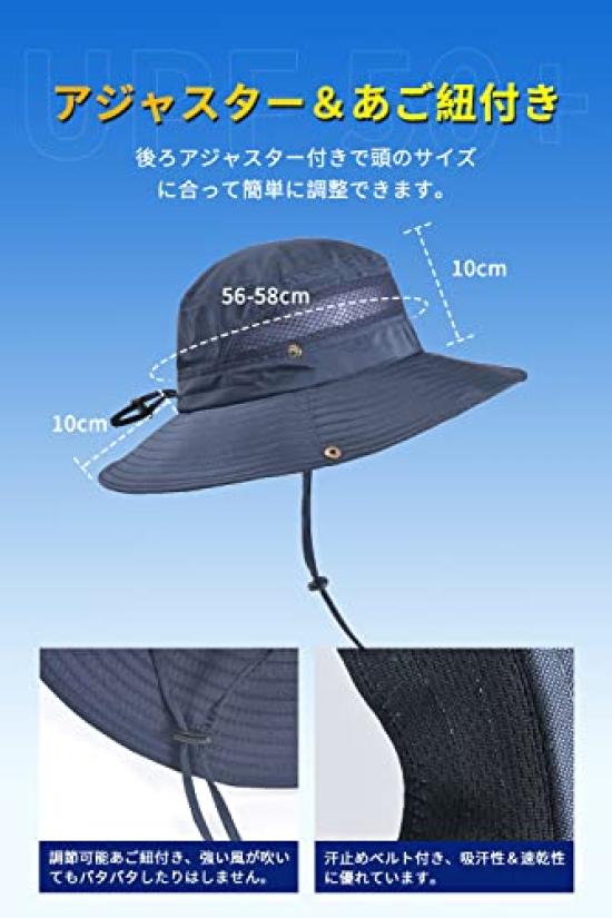 Safari Hat for Large UV Hat for Mesh Sun Adjustable with Chin Sports Mountain Hiking [Gokamoi] Men, Size, Protection, Men, [2-Way, Ventilation,