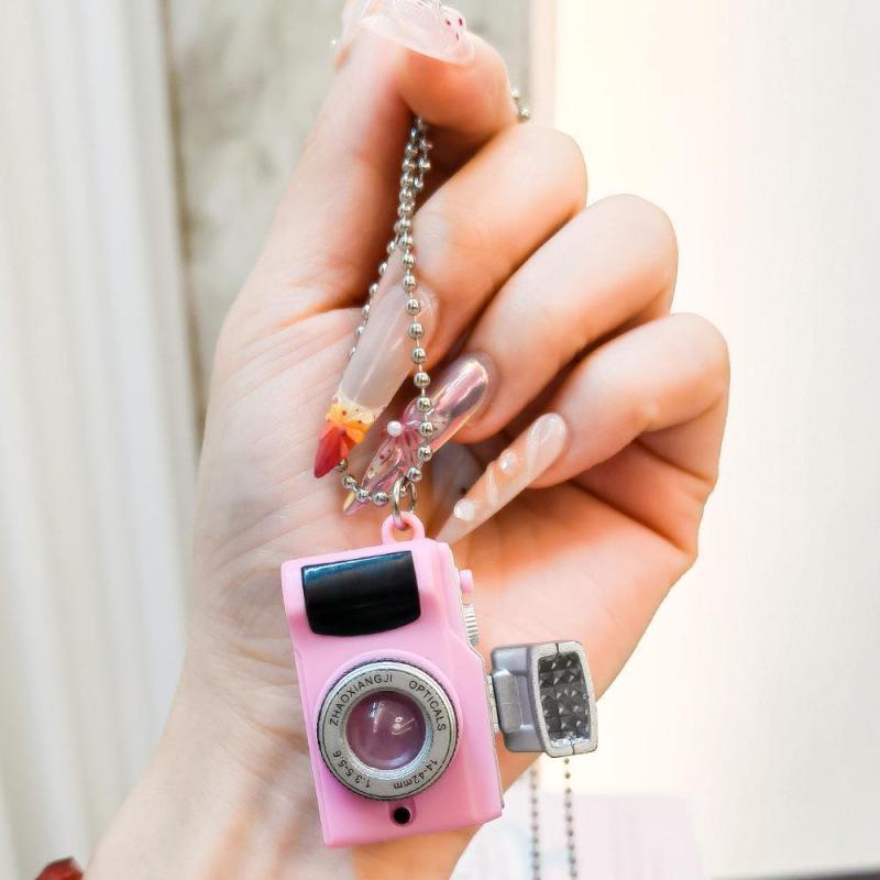 Korean Style LED Camera Keychain - Sounding & Luminous Bag Accessory Pendant