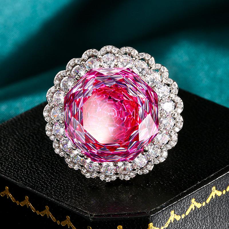 

Популярные украшения Медное основание Позолоченный Огранка «Роза» Цвет «Драконий фрукт» Легкий роскошный набор Главный камень 18 мм