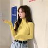 Women's Long-Sleeve T-Shirt: New Autumn/Winter Korean Style, High Neck, Slim Fit, Flattering with Ruffled Hem – Ideal Base Layer.