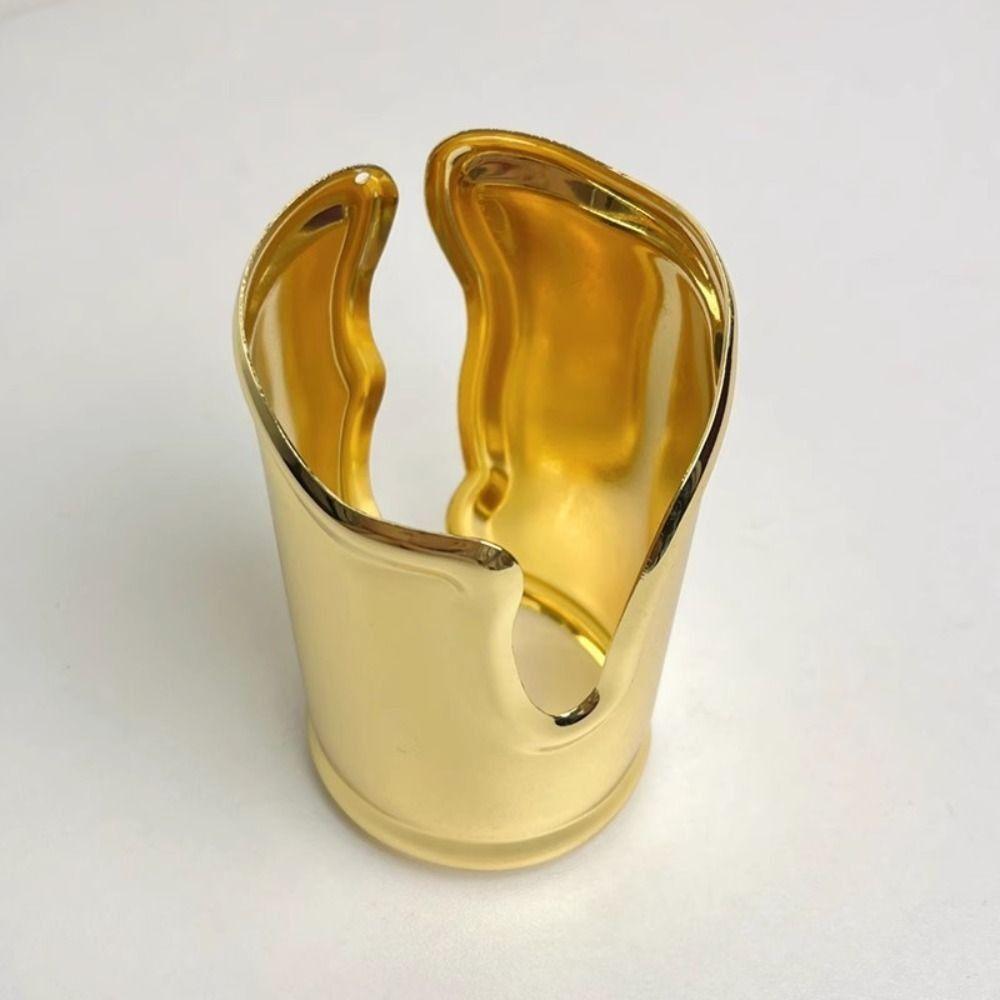 Metallic Finish Geometric Bracelet Wide Open Irregular Bracelet  Women Fashion Jewelry