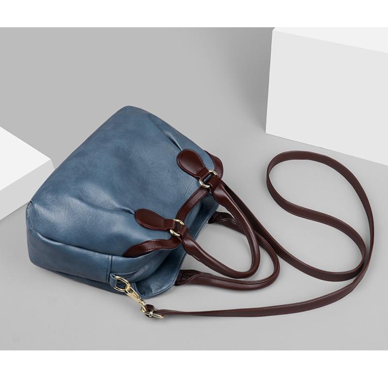 Retro Leather Female Multi-pockets Shoulder Crossbody Bags for Women Large Capacity Handbag Messenger Tote Bag