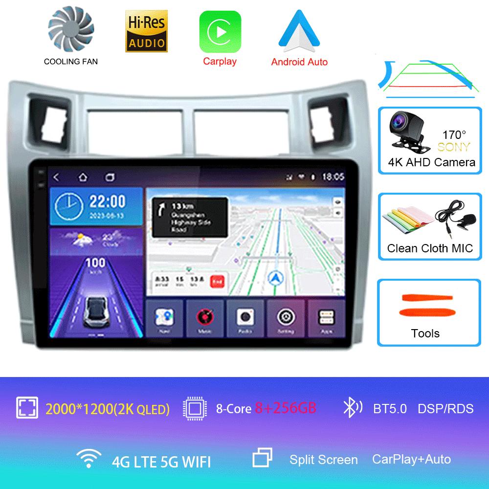 For Toyota Yaris 2005 2006 2007 2008 2009 2010 2011 2012 Carplay Car Multimedia Player Radio Car Radio Android 14 GPS Navigator