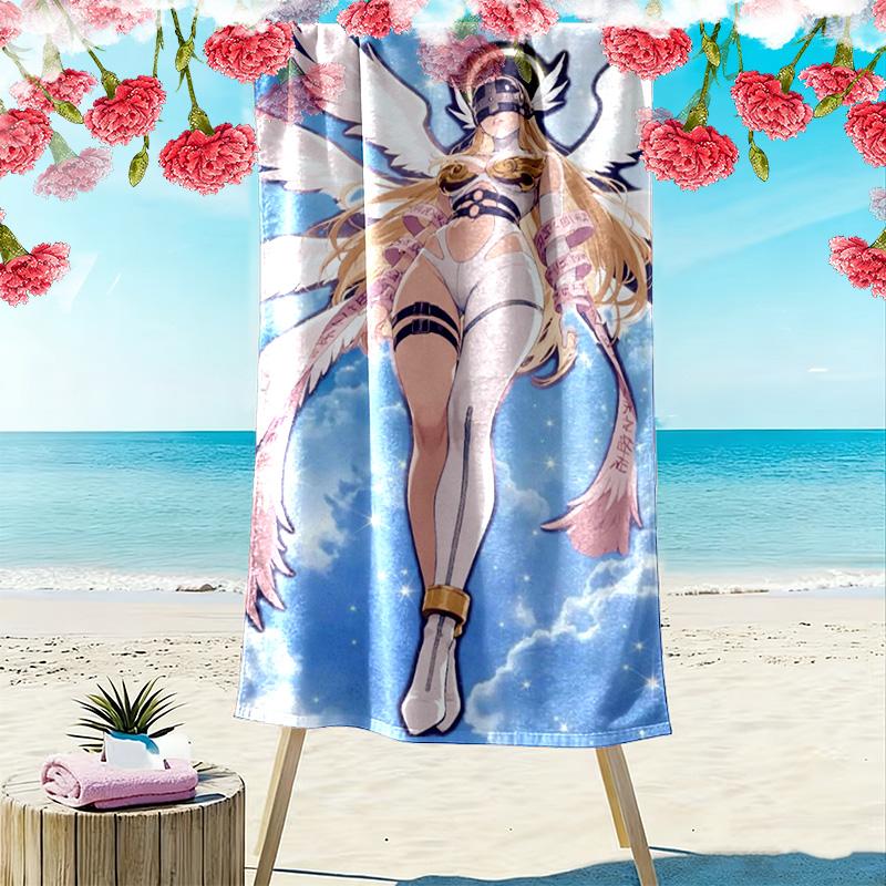 Angewomon Print Beach Towel, Large Soft Quick Dry Towel for Beach Camping Swimming