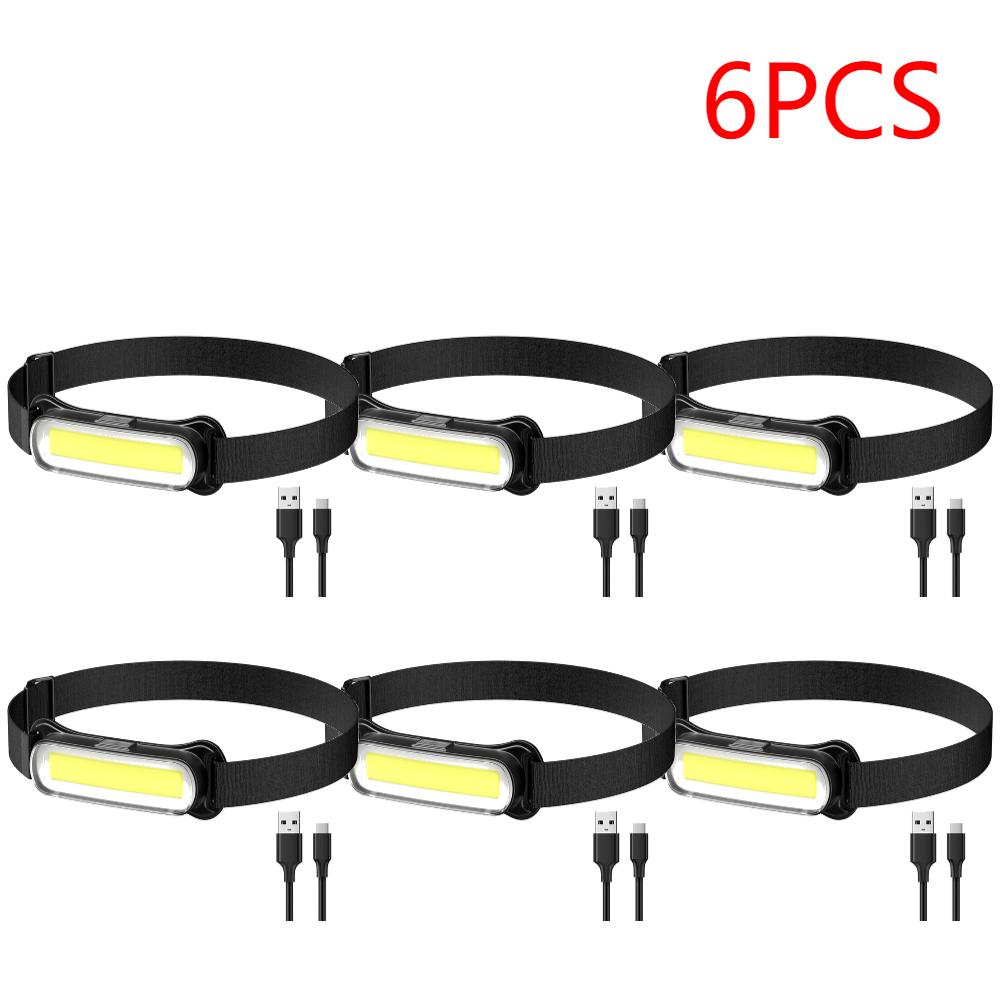 2-10PCS USB LED Headlamp 3 Modes Flashlight Waterproof Head Light Adjustable Headband for Camping Fishing Running Biking