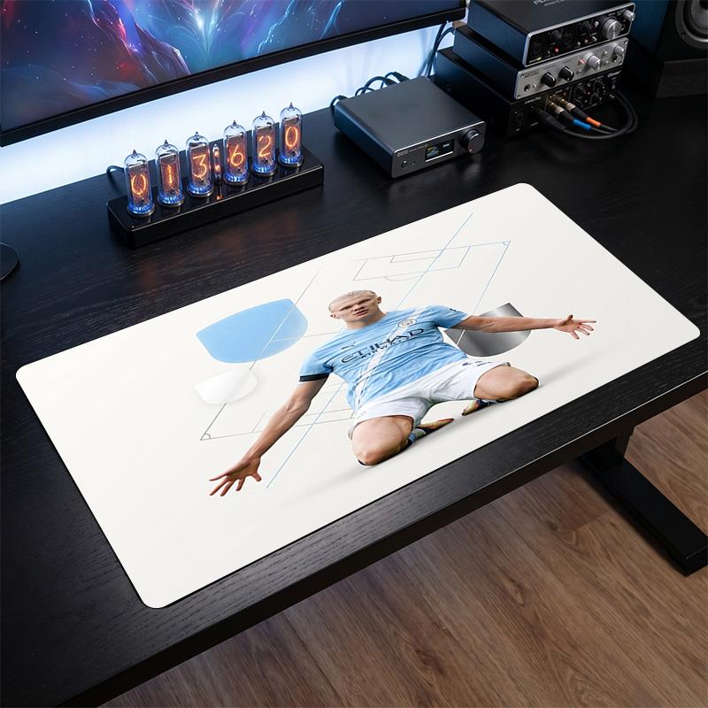 Erling Haaland Theme Pattern Mouse Pad, Soccer Logo Design XXL Gaming Desk Mat Non-Slip Computer Mouse Pad