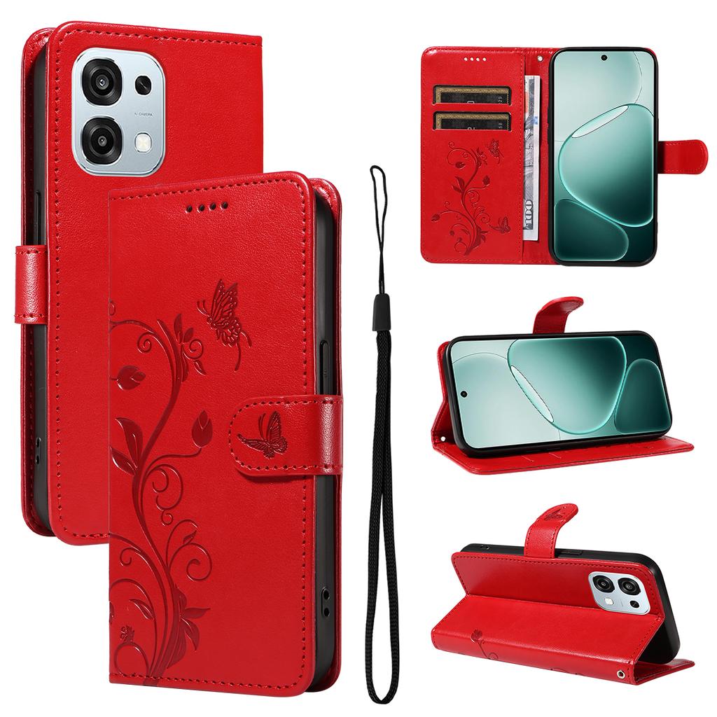 Pour Oppo A6 Pro 4G/Oppo F31 5G/Oppo A6 Pro 5G Étuis en Cuir PU Motif Fleurs Portefeuille Support Housse de Téléphone avec Dragonne