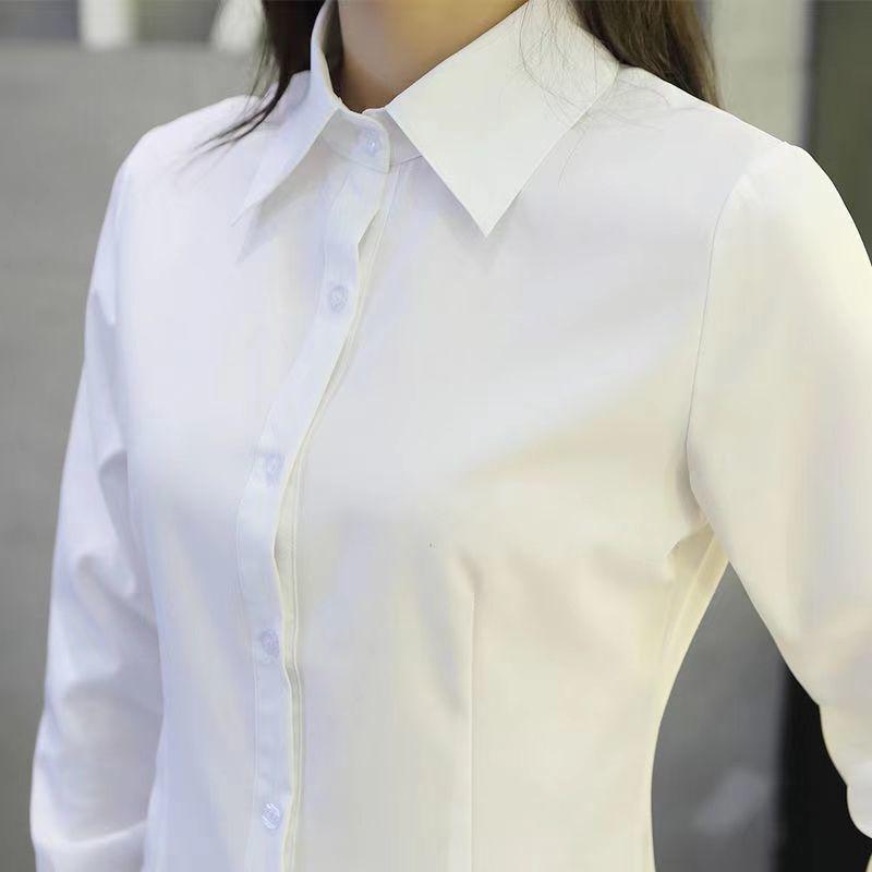 2025 Women's Versatile Long Sleeve White Shirt - Korean Style Professional Spring & Autumn Top
