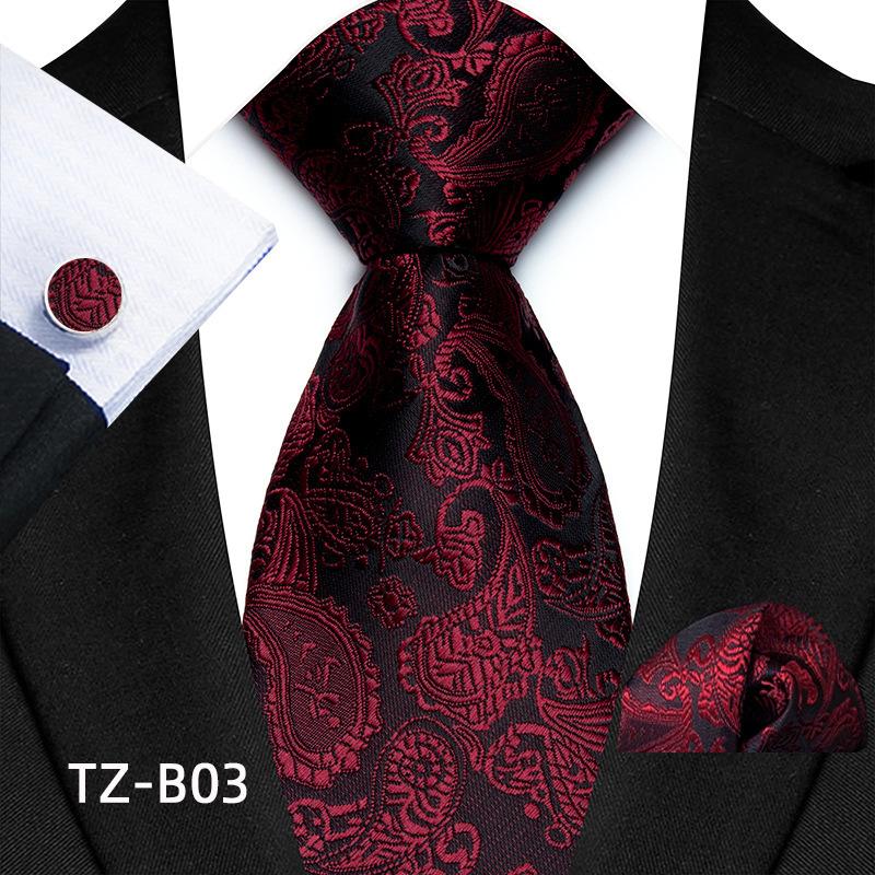 Pattern Men'S Wedding Suit Tie Pocket Towel Cuff Set