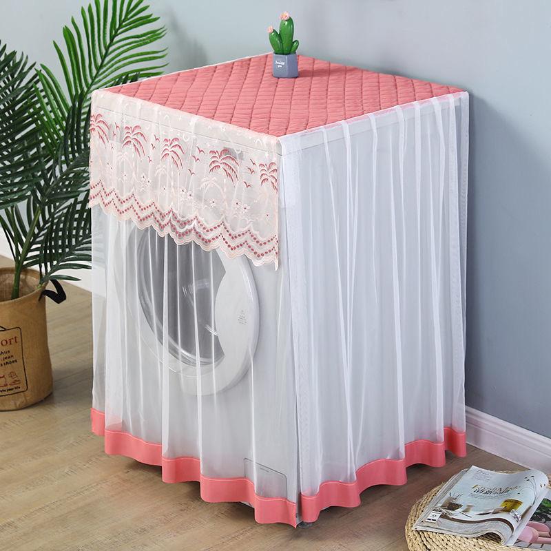 1PC Dust Cover Transparent Protection Towel Breathable Polyester Lace Tulle Washing Machine Cover Universal